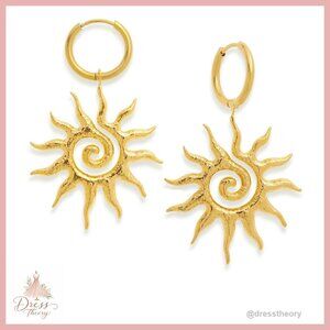 Gold Plated Brass Drop Earrings, 1.9 Inch Length, Lever Back Closure